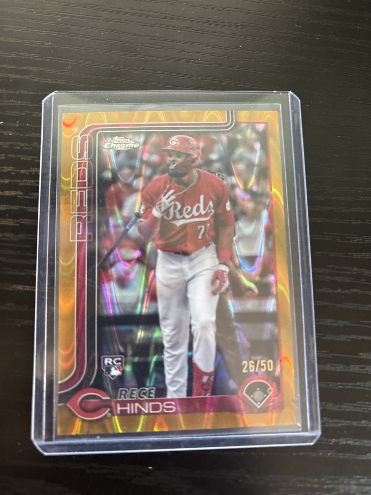 2025 Topps Chrome - Rece Hinds #253 Gold Wave Refractor /50 (RC)