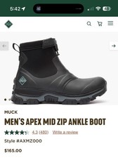Men  s original MUCK BOOTS APEX MID ZIP ANKLE BOOT Black Size 11 NWT NO BOX  165