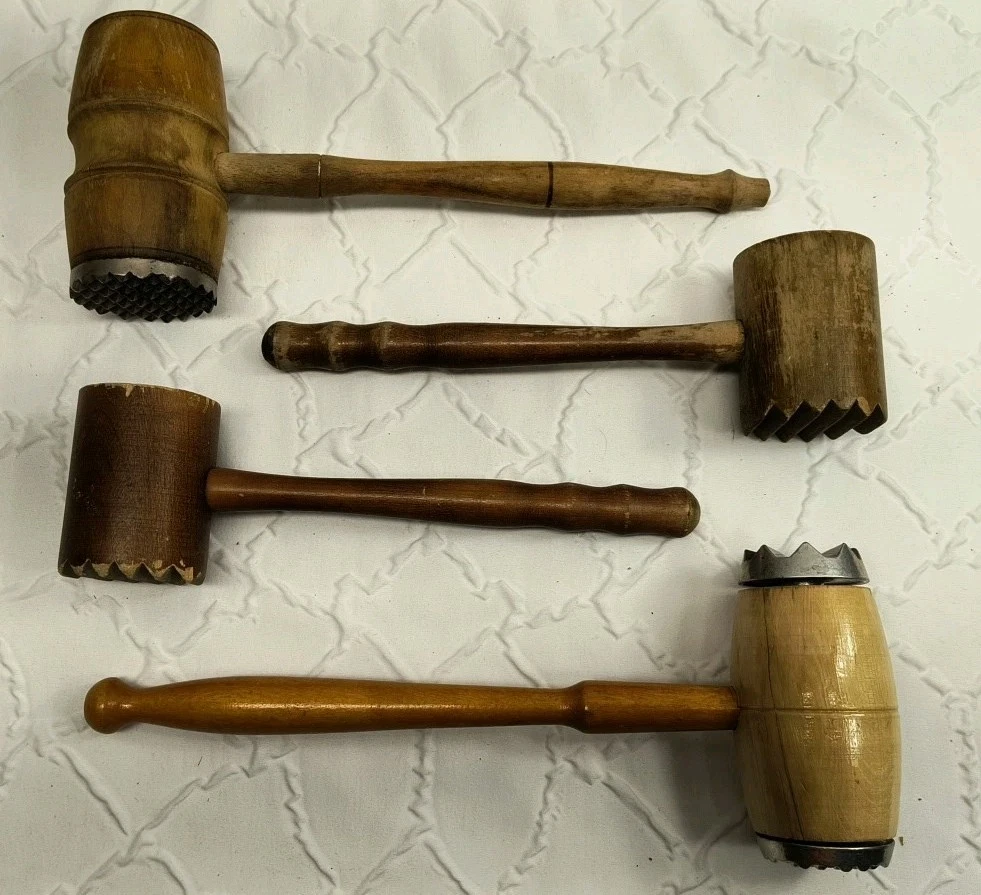 Lot Of 4 Wooden & Metal Mallets Meat Tenderizers
Opens in a new window or tab