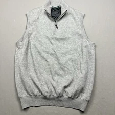 Fairway & Greene Sweater Vest Large 1/4 Zip Italian Merino Wool Lined Logo