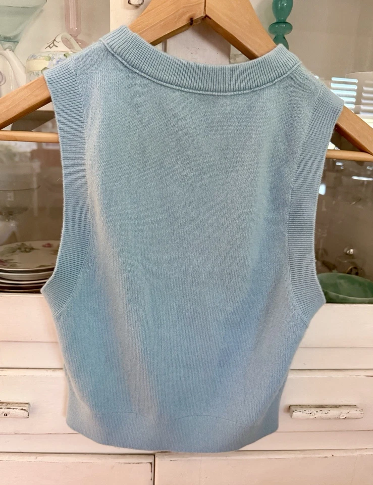 Top sin mangas de cachemir para mujer Alice + Olivia, azul, talla XS, usado solo una vez Foto 4 de 4
