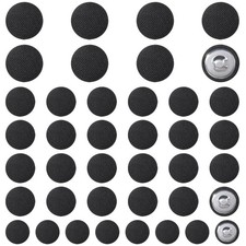 LIQWEI 40 Pcs Black Buttons, Fabric Cloth Covered 11.5mm, 15mm, 18mm, black