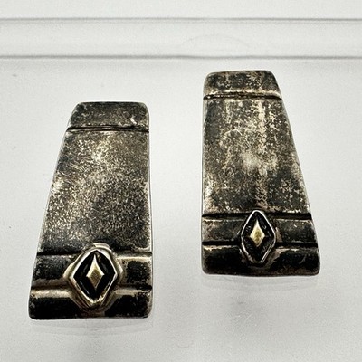 Myron Panteah 925 Sterling Silver 14k Gold Zuni Native American Earrings