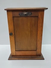 antique edwardian oak smoker's cabinet early 20th century