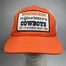 Whataburger/Dallas Cowboys Trucker Mesh Hat Snapback Orange White