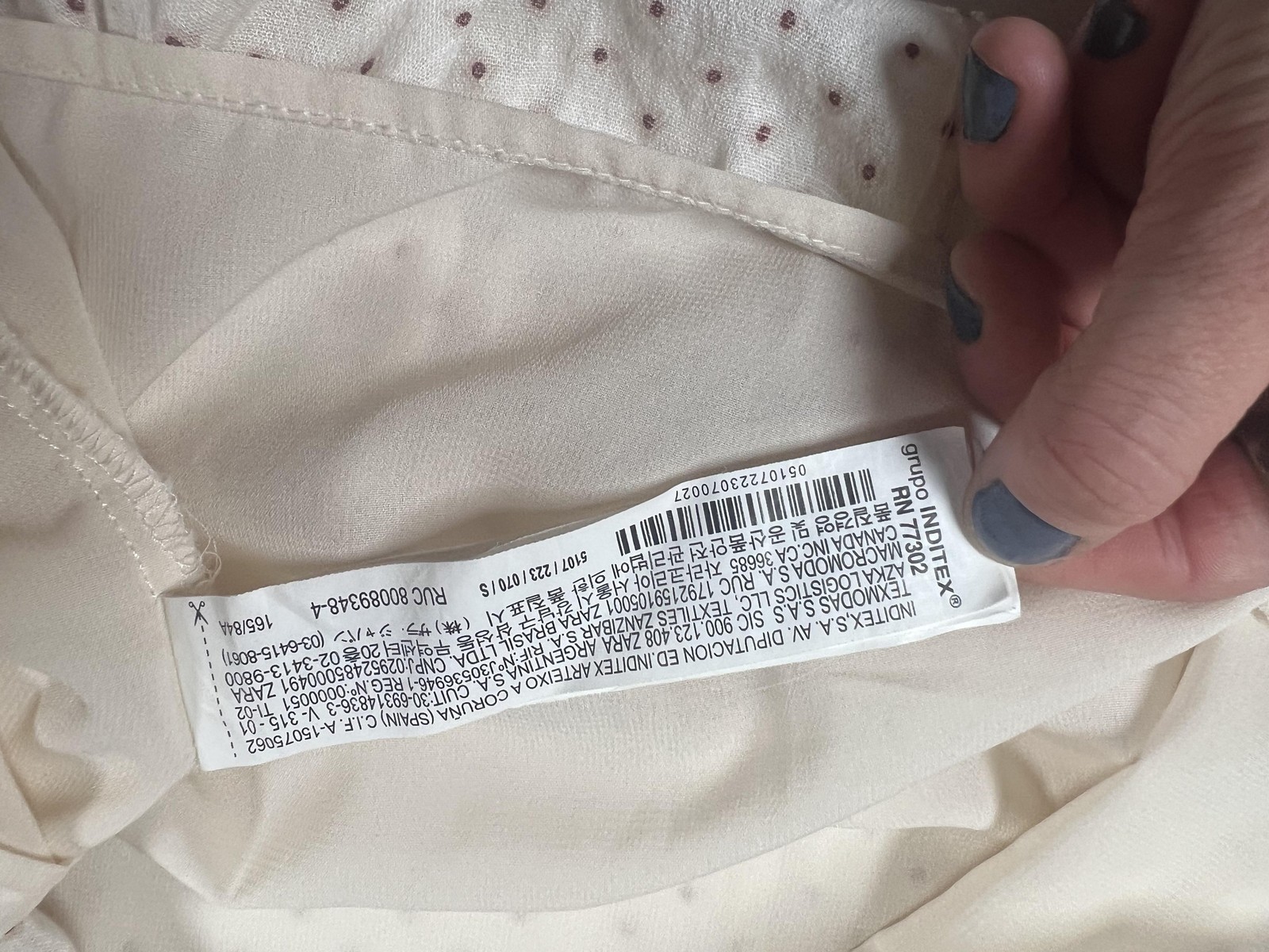 Zara Shirt Womens Small White Polka Dot Ruffle Button Up 3/4 Sleeve Tunic Top thumbnail 7