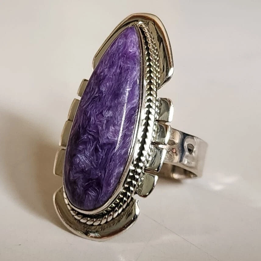CHAROITE NATURAL GEMSTONE 925 SOLID STERLING SILVER HANDMADE JEWELRY RING 3 TO12 - Image 2 of 4