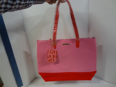 Juicy Couture Pink Red Velvet Shoulder Bag Tote Gold Charm Logo Just Say  Oui NWT