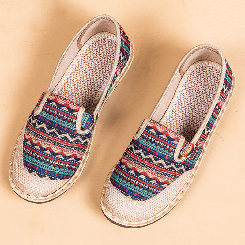 SAOLA Scarpe basse donna ricamo etnico suola morbida punta tonda scarpe Pechino casual