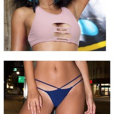 Bikini SET Made in USA New with Tags Scrunch-butt swimsuit cheeky swimwear M