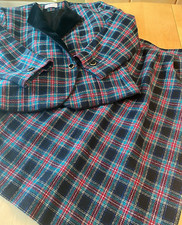 VTG Pendleton Skirt Blazer Suit 12 P Authentic Black Stewart Tartan Virgin Wool