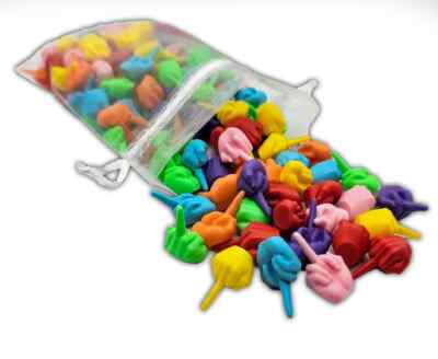 Bag of Tiny Hands Bulk Rainbow Middle Fingers Office Gag Gift Party Favors Funny