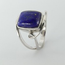 Size 7 1/2 - Size 7.5 Square BLUE LAPIS LAZULI Ring 925 STERLING SILVER 40