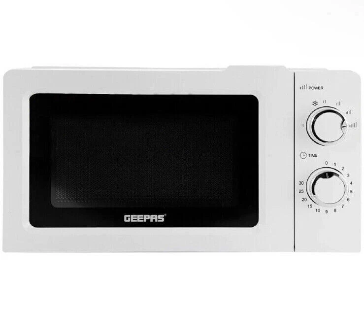 Geepas Microwave 20L Solo Freestanding 5 Power Levels & Defrost Powerful White
