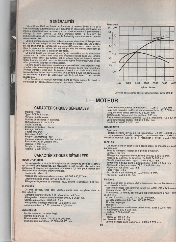 étude moteur Diesel UNIC IVECO DAILY turbodaily 35-10 49-10 RTD revue technique - Photo 3/3