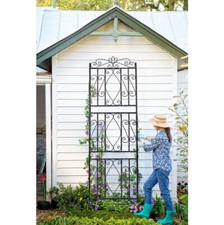 2Pcs Classic Black Metal High Panels Garden Trellis for Climbing Plants Outdoor