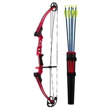 Genesis Mini, Youth Compound Bow and Arrow Set with Quiver, Draw Hand-Right, Red
