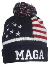Best Winter Hats US Flag Embroidered MAGA Trump President America Beanie