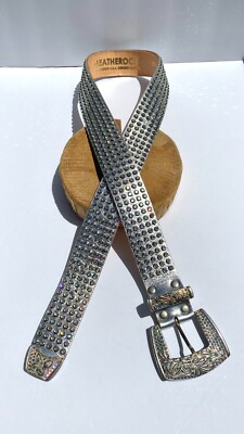 Leatherock Fully Rhinestone Crystal Bedazzled Silver Belt  display picture 2