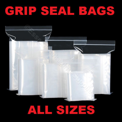 GRIP SEAL BEUTEL KLAR SELBST WIEDERVERSCHLIESSBAR POLYETHYLEN POLY KUNSTSTOFF REISSVERSCHLUSS ALLE GRÖßEN