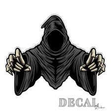 Grim Reaper Skull Vinyl Decal Sticker Indoor Outdoor 4 Sizes