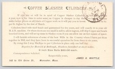 1891 Coffer Slasher Cylinders James Whittle Worcester MA  Advertising Postcard