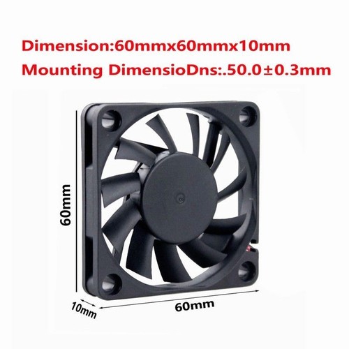 12V 60mm x 10mm 2 Pin CPU Brushless Cooling Fan PC Cooler Heat Sink Black 6010 - Picture 5 of 11