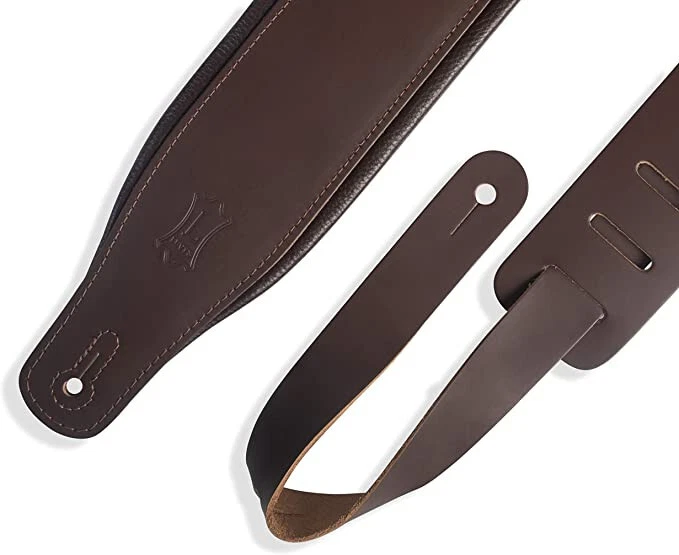 Correa de guitarra de cuero Levy's Leathers de 3" de ancho con relleno de espuma; marrón oscuro Foto 3 de 3