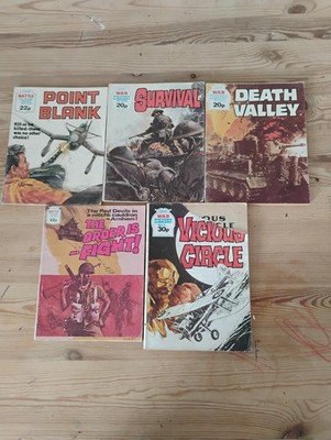 5x Fleetway Library Battle Picture Comic Books - Survival, Point Blank, The Orde