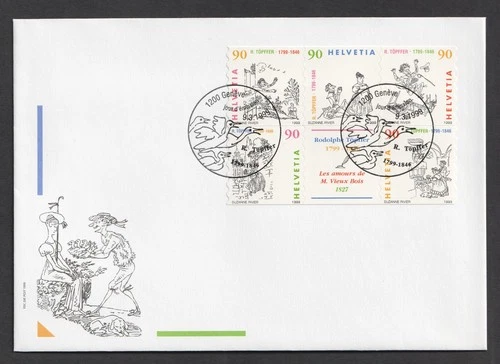 1999 Switzerland Rudolphe Topffer Cartoonist FDC. Geneva First Day Cover
