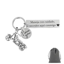Drive Safe Keychain,Te necesito aqui conmigo Spanish Pendant 1pcs-silver Motor