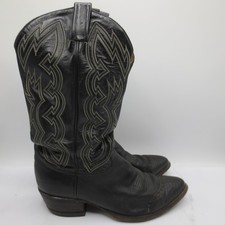 Tony Lama Mens 7.5 D Black Leather Wingtip Western Vintage Cowboy Boots 6816