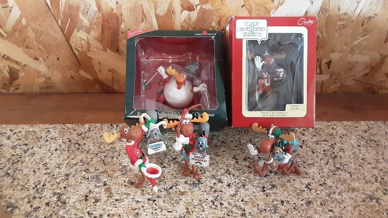 New Set of 5 Vintage Rocky and Bullwinkle Ornaments 1994-95 GIANT ORNAMENT SALE!