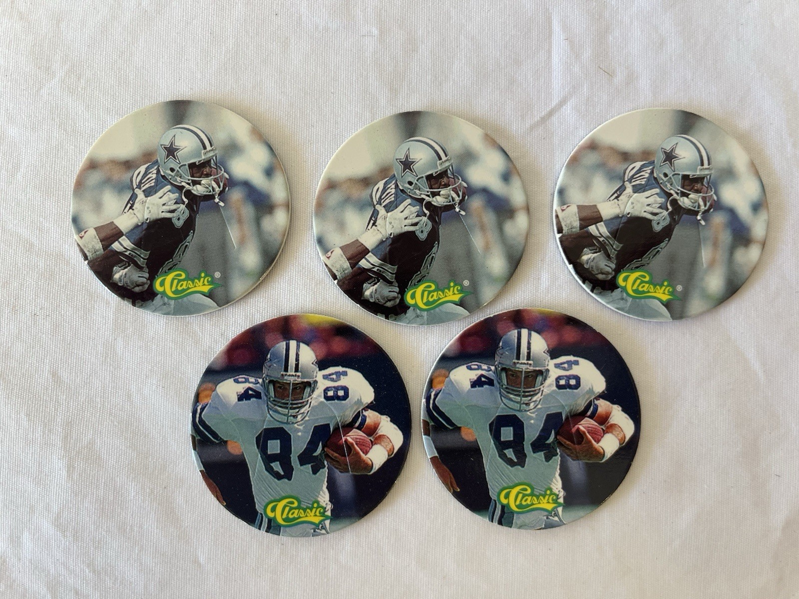 1993 Classic NFL Football Pogs TONX #61  & #107 Dallas Cowboys- Irvin-Novacek
