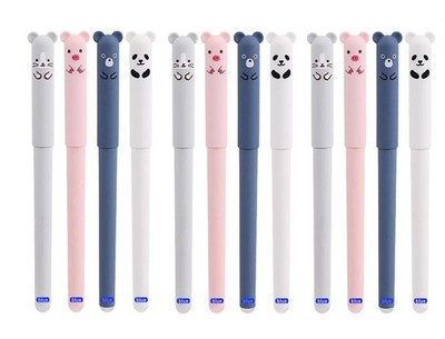 Erasable Gel Pens Fine Point 0.5mm Blue Inks 12 Pack Cute Cartoon Make Mistak...