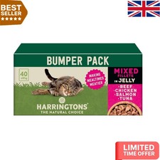 Grain-Free Hypoallergenic Wet Cat Food Pouches in Jelly - 40x85g Variety Pack 8.82 per kilo