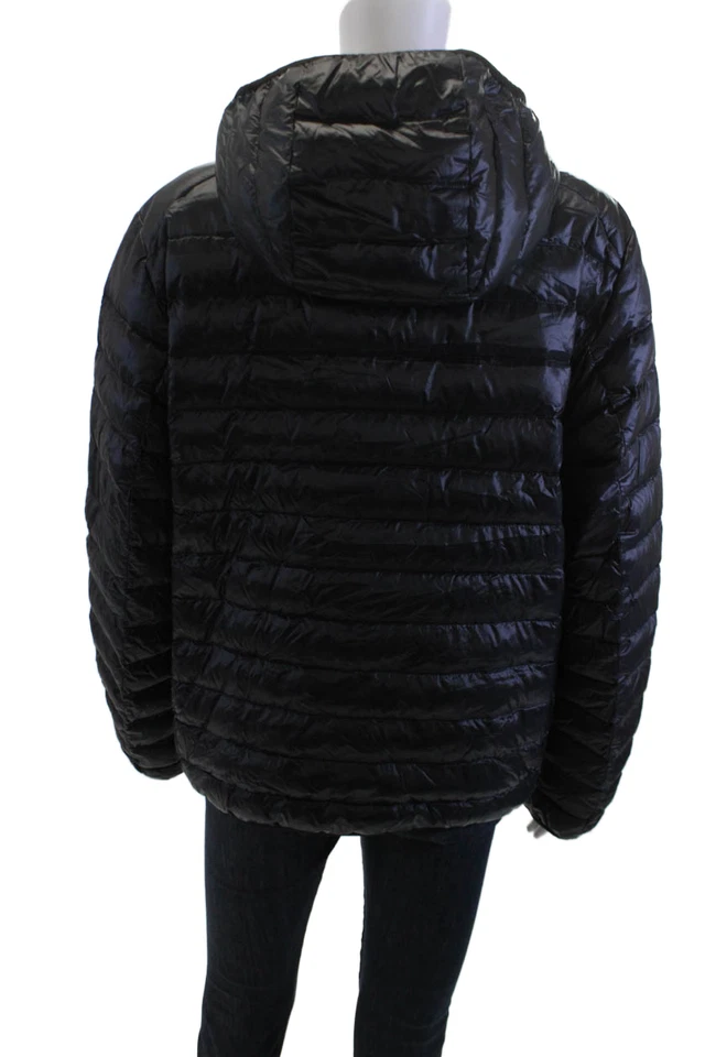 Chaqueta acolchada acolchada acolchada acolchada Uniqlo para hombre negra de nailon cuello alto cremallera manga larga talla S Foto 3 de 4