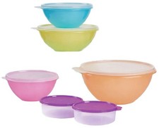 *Tupperware 12PC Wonderlier Vintage Series Bowl Set—Multicolor Bowls/Clear Lids