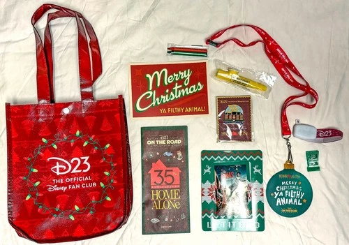 D23 Swag Disney Studios 35th Home Alone Pin, Tote, Kazoo, Badge and more 2025