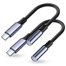 JHAOUS USB Type C to 3.5mm Headphone Jack Adapter, 2-Pack C Aux Grey