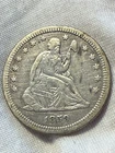 1859 Seated Liberty Silver Quarter 25c - Very Fine Details probably cleaned
