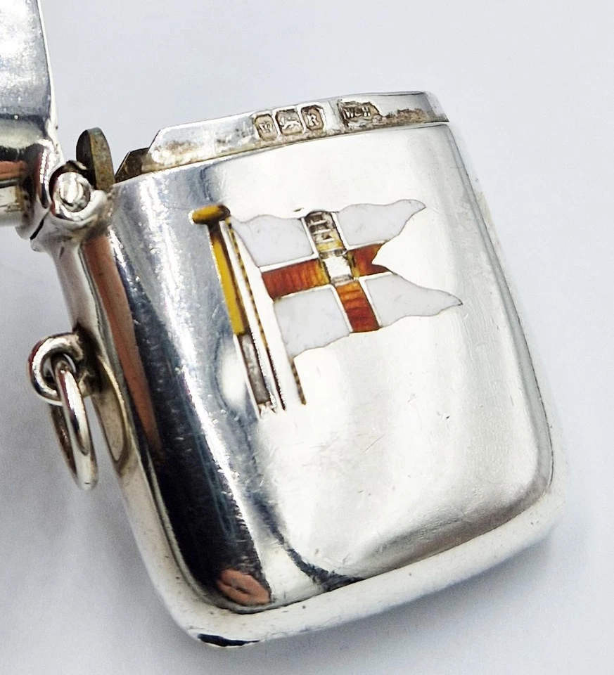 ELDER DEMPSTER'S RMS NIGERIA STERLING SILVER & ENAMEL VESTA CASE Sheffield 1902 - Image 4 of 4