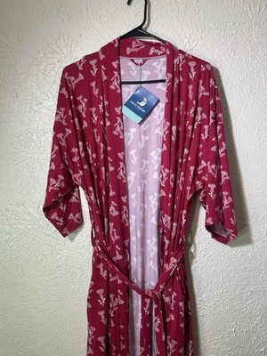 Coco Moon Hawaii Cozy Mama Robe Ohia Lehua M/L Pink Vicose Bamboo Maternity NEW