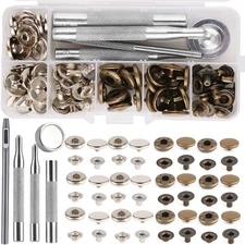 Leather Snap Fasteners Kit, Press Stud Stainless Steel Buttons for Marine Boat C