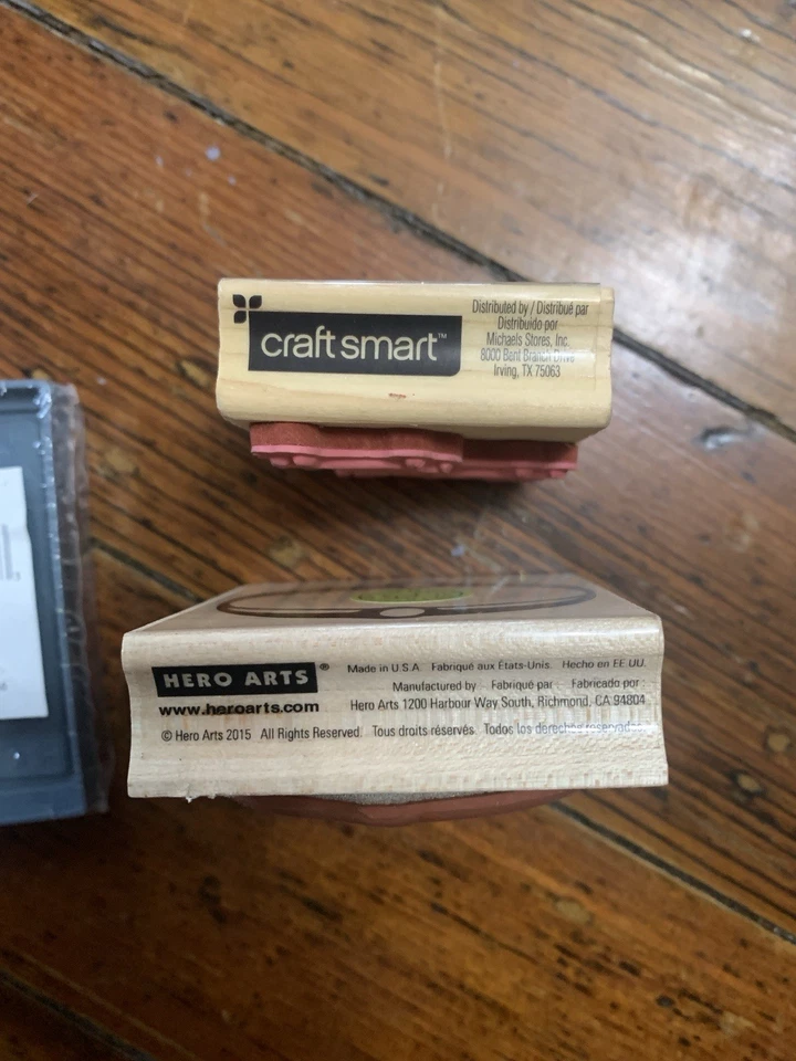 Valentines hearts Craft Satin Ribbon Lot Rubber Stamp NEW wooden - Image 3 of 3