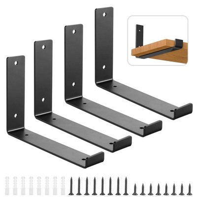 4 Stück Regalhalterung Schwarz 25cm x 14cm Metall Regalhalter Schwerlast Rega...