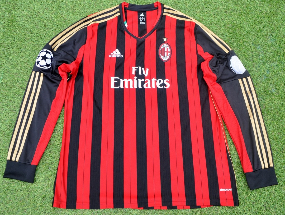 adidas AC Milan 2013/2014 long-sleeve home shirt (Size XL) UK
