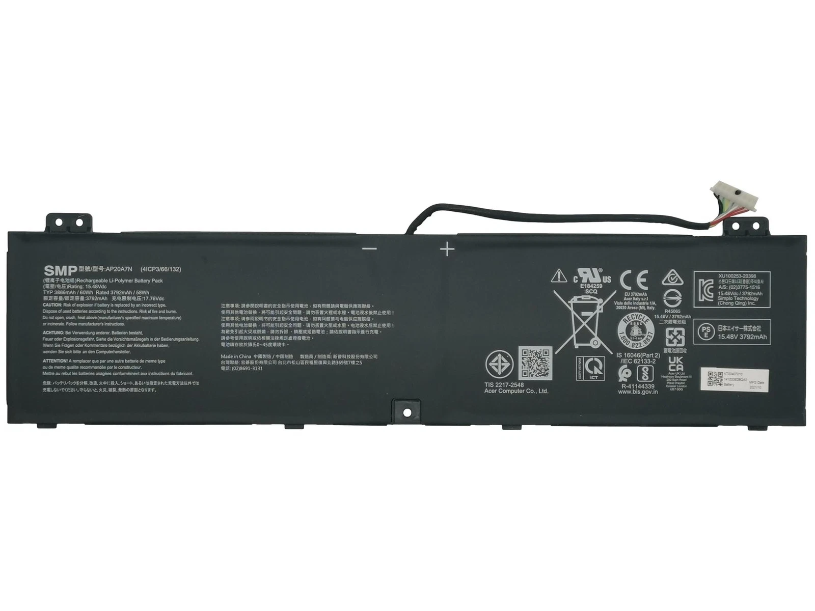 KT.00407.010 — BATTERY.60Wh.3880mAh.4S1P.AP20A7N