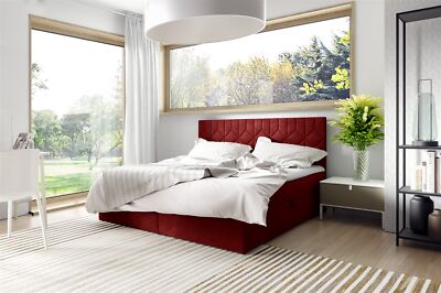 Boxspringbett Schlafzimmerbett 200x220cm LAZARO Nr.5 Rot inkl. Bettkasten