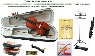 OCTON VIOLINO DA STUDIO 4/4 KIT CUSTODIA ARCHETTO SPALLIERA LEGGIO CORDE + LIBRO CURCI